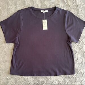 And Now This Women's Navy Short Sleeve Ribbed Tee